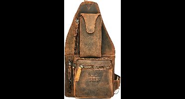 Hunters leren crossbodytas slingbag holstertas bruin