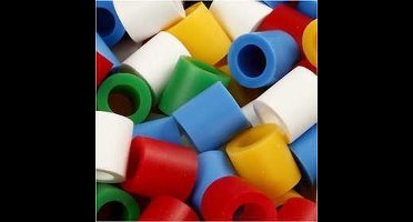 Strijkkralen, standaardkleuren, afm 10x10 mm, gatgrootte 5,5 mm, JUMBO, 550 div - Incl. Gift