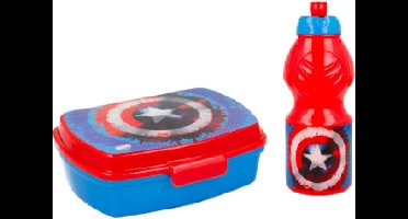 Marvel Avengers - Captain America - broodtrommel + drinkfles ( 18 cm hoog - 400 ml)