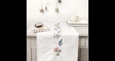 Borduurpakket voorbedrukte loper kerstgroen met bloemen in spansteek van Rico 31253.52.18