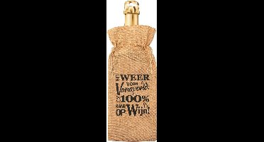 Cadeauverpakking - fles - 100% kans op wijn - Jute - 42 cm - Paper Dreams