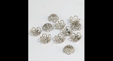 Bead caps, Ø 10mm, Platinum, 12pcs