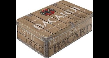 Bewaarblik - Bacardi – Wood Barrel Logo - zeer mooie model en vintage look. relief uitgevoerd