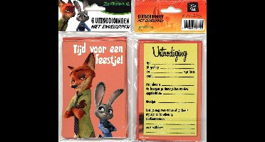 12 Uitnodigingskaartjes met envelop - ZOOTOPIA - Zalm - 9 x 13.5 cm