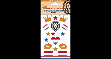 Holland Tattoos - Nederland Tattoos - Tijdelijke Tattoo - Body Glitter - Plak Tattoos - Nep Tattoo - Fake Tattoo - Vlaggen - Kinderen en volwassenen - 1 Vel met 12 tattoos