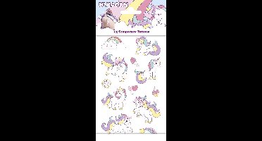 Unicorn 1 Tattoos - Tijdelijke Tattoo - Body Glitter - Plak Tattoos - Nep Tattoo - Fake Tattoo - Kinderen - 1 Vel met 12 tattoos