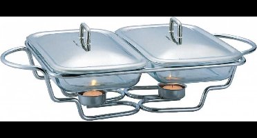 Kinghoff 1412 - dubbele warmhoudschaal - rechaud - RVS