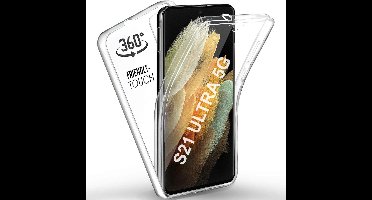 Hoesje Geschikt Voor Samsung Galaxy S21 Ultra Hoesje Dual TPU Case hoesje - Galaxy S21 Ultra 360° Cover 2 in 1 Case ( Voor en Achter) Transparant