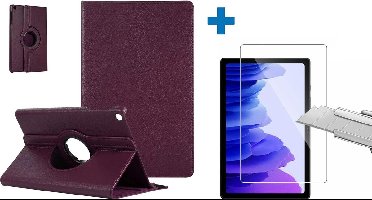 Screenprotector Geschikt voor Samsung Galaxy Tab A7 Hoes - (2020/2022) - 360 graden draaibaar case Paars + screenprotector gehard glas