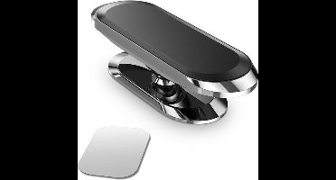 Luxe Bass Magneethouder - Auto houder - Telefoonhouder - 360 draaibaar - Magneetstrip - Magneet telefoonhouder auto - sticker - Zilver - LB-437