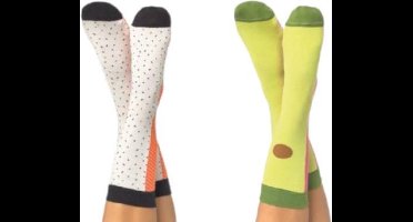 Doiy Sokken Poke Katoen/polyester Wit/lime 2 Stuks