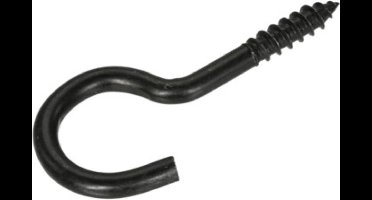 Schroefhaken. 40mm. lang. Zwart. 5 stuks Ophanghaken. DeltafiX.