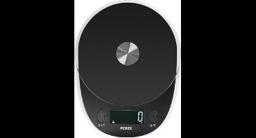 Perel Keukenweegschaal, digitaal, max. 5 kg, tarrafunctie, automatische uitschakeling, lcd-scherm met achtergrondverlichting, zwart