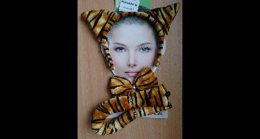 Dierenset tijger met staart strik en diadeem