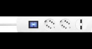 Kopp 234802007 Stekkerdoos met schakelaar 2-voudig Wit Randaarde stekker 1 stuk(s)