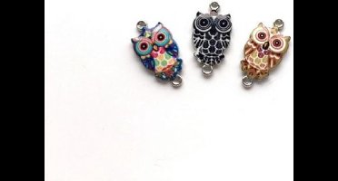 Metalen Bedels Uilen 3 stuks 13 x 26 mm