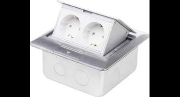 LEDmaxx 105625 2-voudig Vloerinbouw-contactdoos Kinderbeveiliging IP20 Aluminium