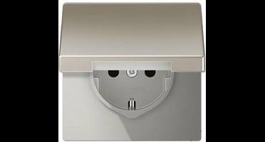 Jung ES1520KL Wandcontactdoos met randaarde en klapdeksel Inzetstuk 1-voudig RVS 1 stuk(s)