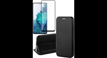 Hoesje geschikt voor Samsung Galaxy S20 FE - Screen Protector FullGuard - Book Case Kunstleer ThinShield Zwart & Screenprotector