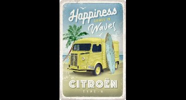 Citroen Type H - Happiness Comes In Waves. Metalen wandbord in reliëf 20 x 30 cm