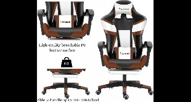 Driekleurige Gaming- En Bureaustoel Met T-vormig Accent-gamestoel met voetsteun