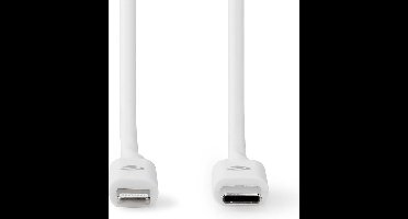 Nedis Lightning Kabel - USB 2.0 - Apple Lightning 8-Pins - USB-C Male - 480 Mbps - Vernikkeld - 2.00 m - Rond - PVC - Wit - Label