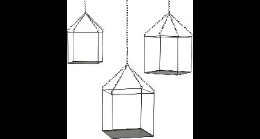 Leuke set van 3 zwarte open huisjes aan een ketting