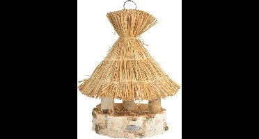 Vogel voederhuisje met dakje berkenhout 37 cm - Vogel voederbak – Tuindecoraties