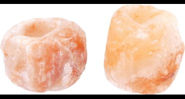 2x Waxinelichthouder / Theelichthouder Zoutsteen Himalaya - Middel 0,6-1kg - ca. 9x9x8cm