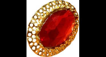 Witbaard Sinterklaas ring - Verstelbaar ovaal met rode steen en gouden details