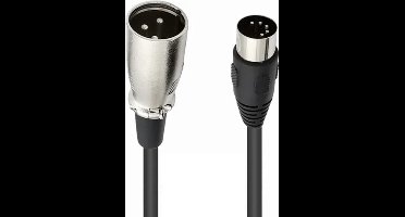 DIN 5-pins (m) - XLR (m) kabel / zwart - 0,50 meter