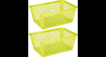 Plasticforte opbergmand/kastmandje - 2x - 13 liter - groen - kunststof - 26 x 37 x 14 cm