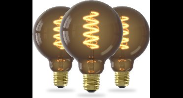 Calex Spiraal Filament LED Lamp - Set van 3 stuks - G95 - Lichtbron - E27 - Natural - Warm Wit Licht - Dimbaar
