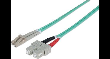 Intellinet 750165 Glasvezel kabel 3 meter LC SC OM3 Aqua-kleur