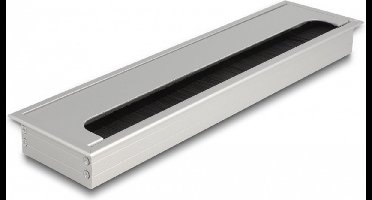 Kabeldoorvoer voor tafelinbouw met borstel 300 x 80 x 28 mm zilver