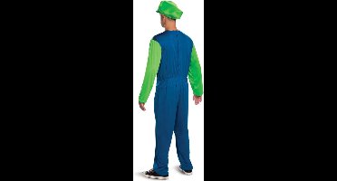 Smiffys - Nintendo Super Mario Brothers Luigi Classic Kostuum - XL - Blauw/Groen