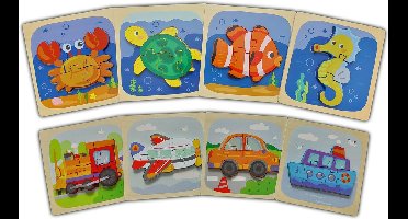 3D Puzzelset - 8 stuks – Zeedieren en Voertuigen - 3/4/5/6 puzzelstukjes - Kinderpuzzels