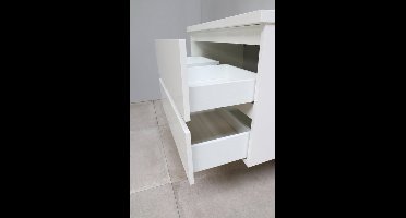 Basic Bella Badkamermeubelset - 80x55x46cm - 1 wasbak - Acryl - Wit - 0 kraangaten - Zonder spiegel - Melamine Wit hoogglans