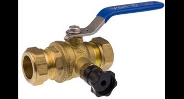 VSH K2341 Waterkogelkraan met Aftapper 22 mm Knel x 22 mm Knel – Messing – KIWA – 0504713