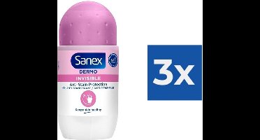 Sanex - Deodorant - Roller - pH Balance Dermo - Invisible - 50ml x 3