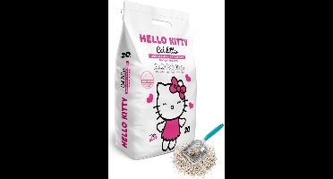 HELLO KITTY 20LT FIJNKORRELIG WIT BENTONIET BABYPOEDER KATTENBAKVULLING