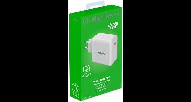 Celly ProPower 65W USB-C Adapter - USB stekker - Snellader geschikt voor o.a. Laptops - Wit