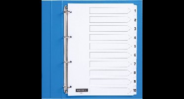 10 x Tabbladen Quantore 1-10 genummerd - wit - karton - 4gaats