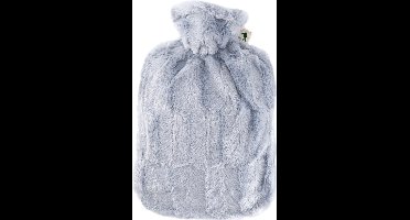 Warm water kruik met warme bont hoes - grijs - 1800 ml - hoogpolig pluche - kinderen/volwassenen - cadeau