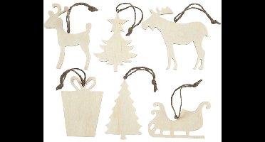 Creativ Company Houten Kerst Ornamenten 6 stuks