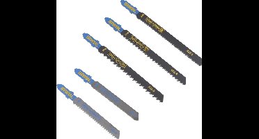 Irwin decoupeerzaagbladenset mixed met T-aansluiting, 3 x hout en 2 x metaal, 5-delig