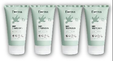 Derma Eco Baby - 4 x 150 ml - Shampoo - Lichaam - Traanvrij - Parfumvrij - Hypoallergeen - voor Gevoelige Babyhuid
