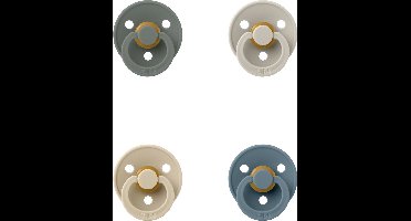 Bibs fopspeen 0-6 maand set 4 stuks Vanilla,Sand, Island Sea en Pine maat 1