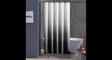 Douchegordijn Badgordijn Antischimmel Textiel voor badkuip Gordijn van Stof Antibacterieel Wasbaar met 12 Doucheringen Extra Groot Wit tot Zwart 200x200cm.