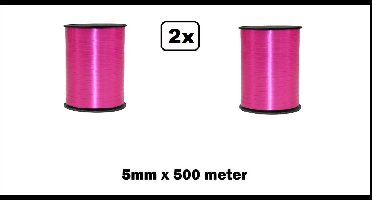 2x Krullint hard roze 5mm x 500meter krul lint kerst thema feest decoratie kado kado gold verjaardag